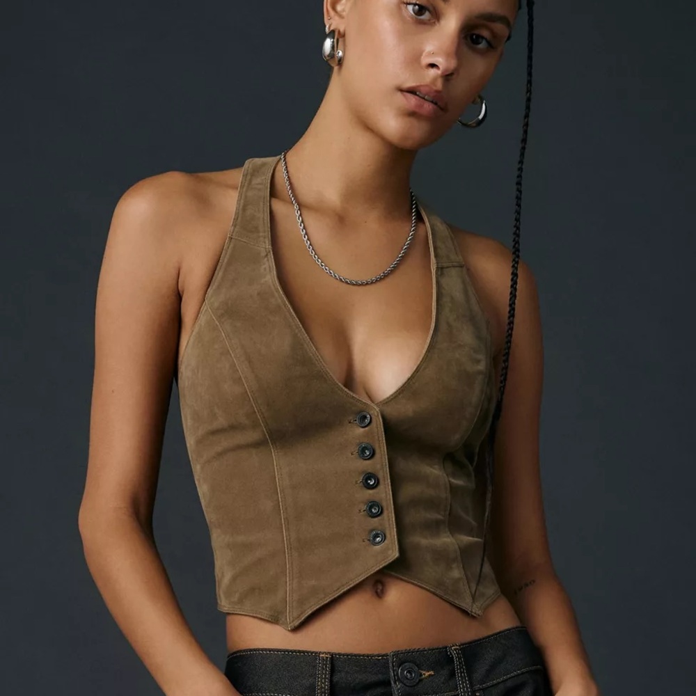 Urban Outfitters Brown Suede Crop Top